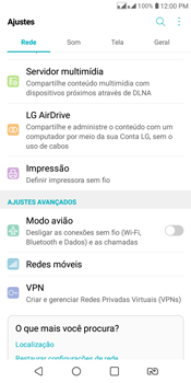 Como ativar e desativar o modo avião no seu aparelho - LG K12+ - Passo 3