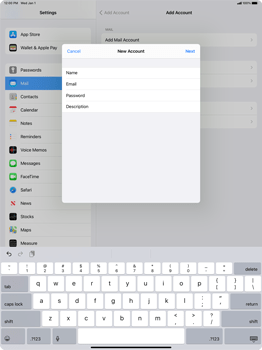 iPad Pro 12.9 (4th gen) - iPadOS 14 - Setup email, step 9