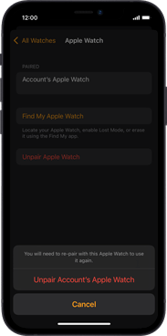 How to unlink apple watch from account hot sale