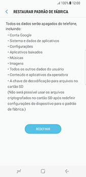 Como restaurar as configurações originais do seu aparelho - Samsung Galaxy S8 - Passo 7