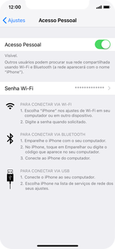 Como usar seu aparelho como um roteador de rede Wi-Fi - Apple iOS 12 Apple iOS 12 - Passo 8