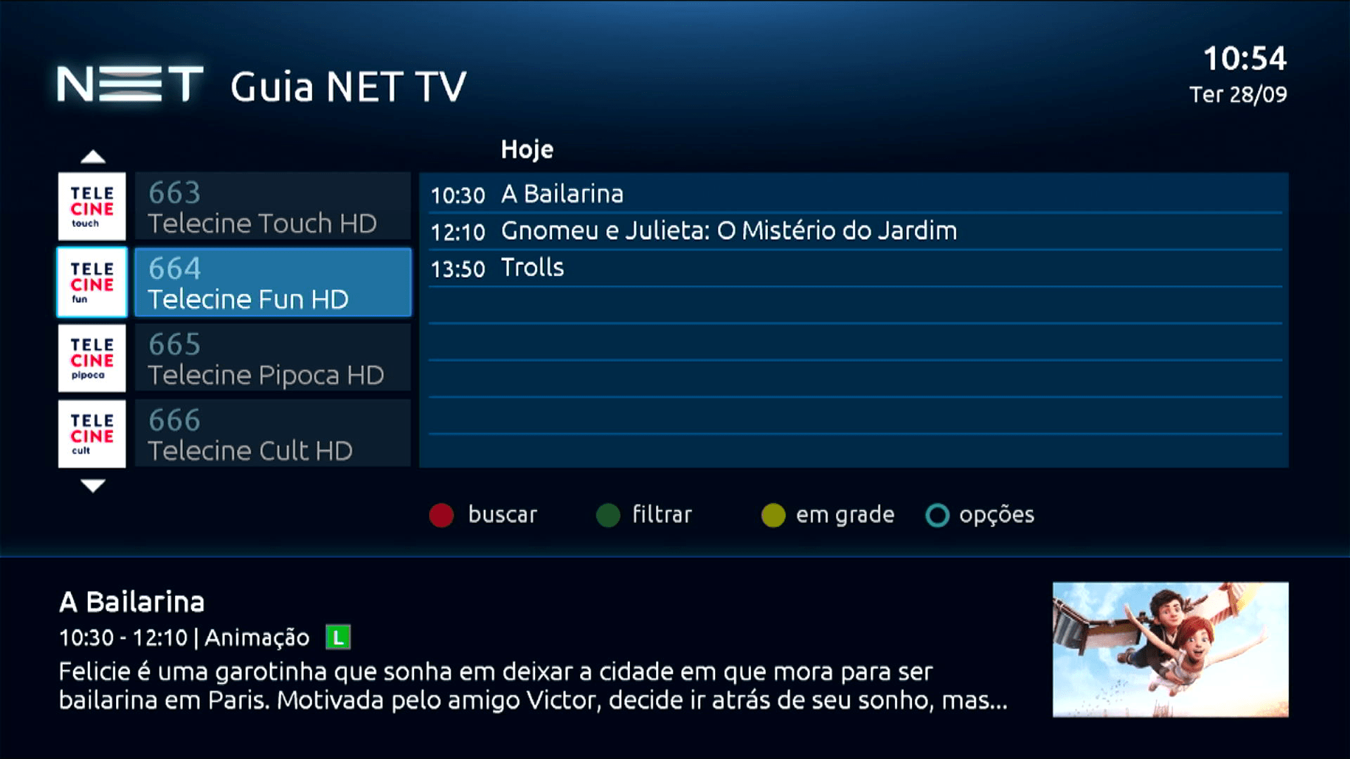 NET Legado Interface de TV