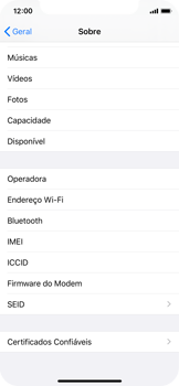 Como encontrar o número de IMEI do seu aparelho - Apple iOS 13 Apple iOS 13 - Passo 4