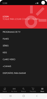 Como fazer login - Claro tv+ no Celular Claro tv+ no Celular - Passo 4